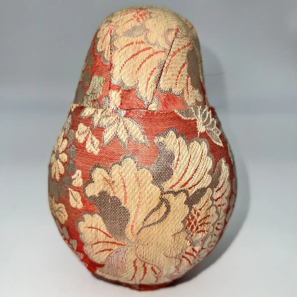 Vintage Handmade Empress Hime-Daruma Ginger Jar Wedding Doll Silk Pleated Kimono